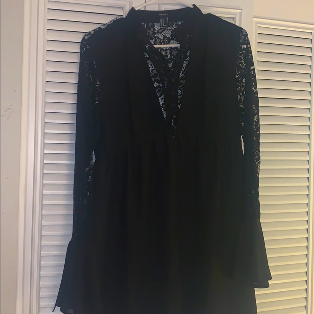 Black lace mini dress